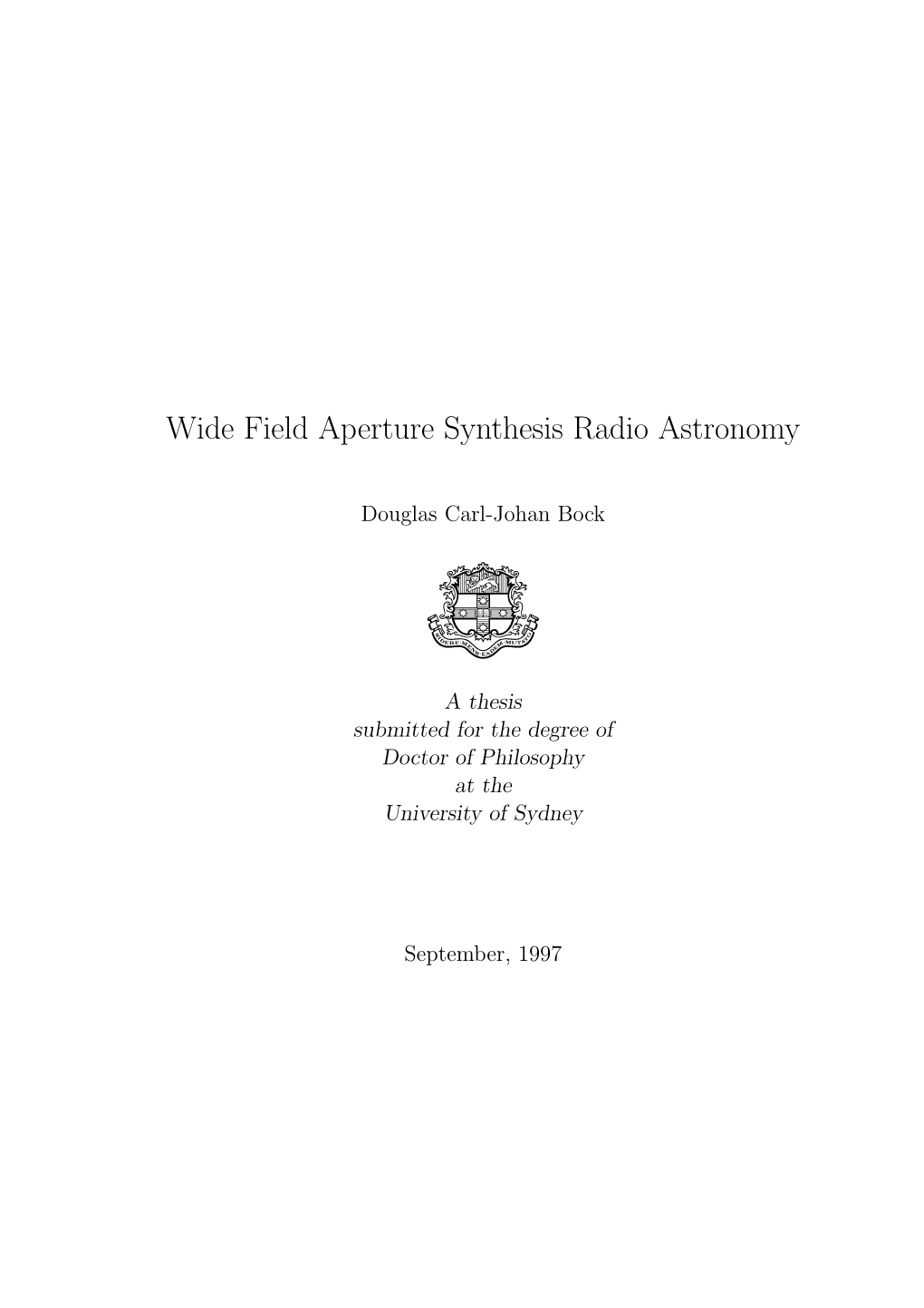 Wide Field Aperture Synthesis Radio Astronomy