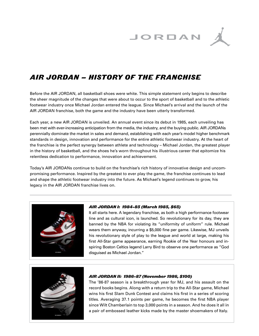 Air Jordan – History of the Franchise