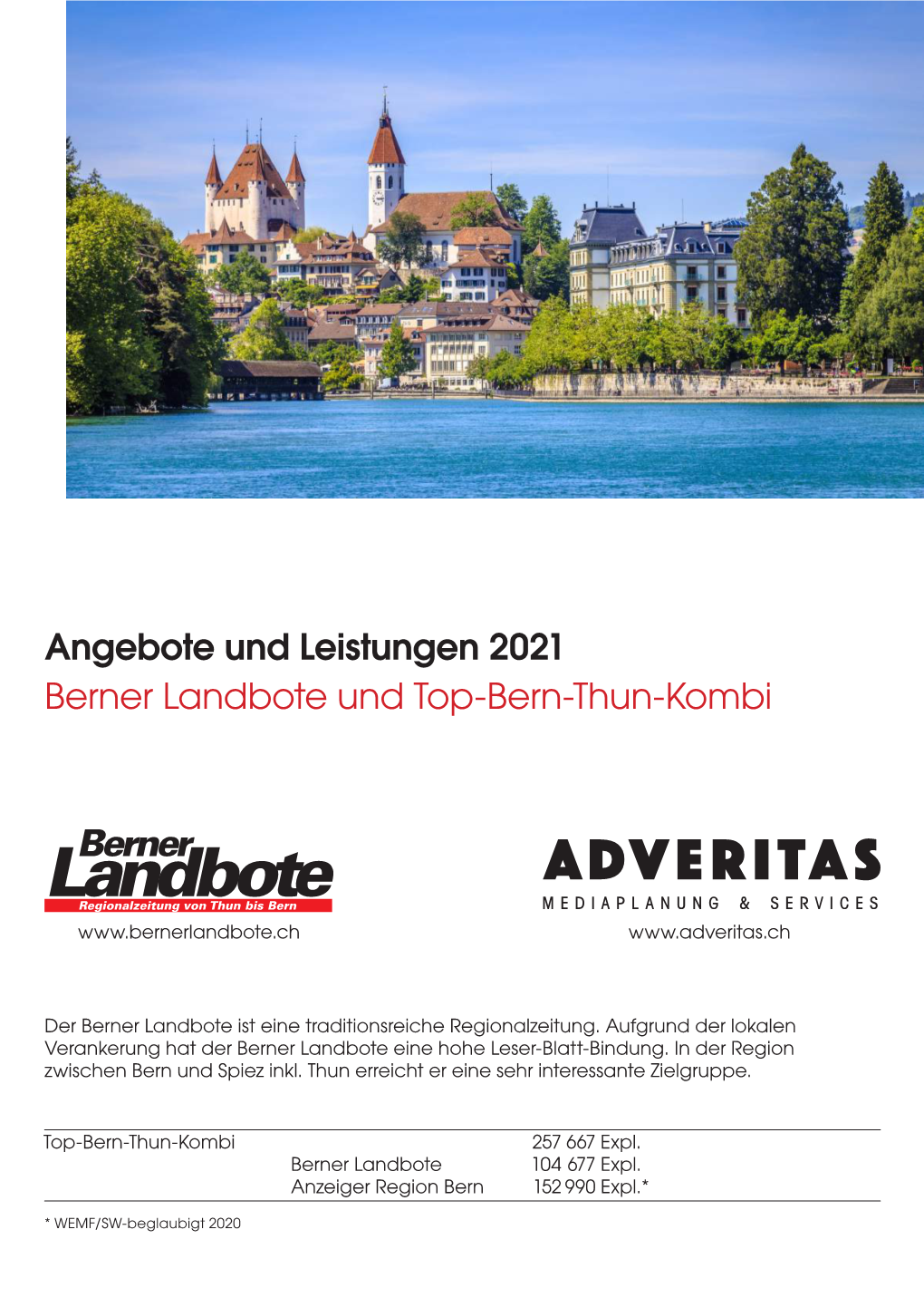 Angebote Und Leistungen 2021 Berner Landbote Und Top-Bern-Thun-Kombi