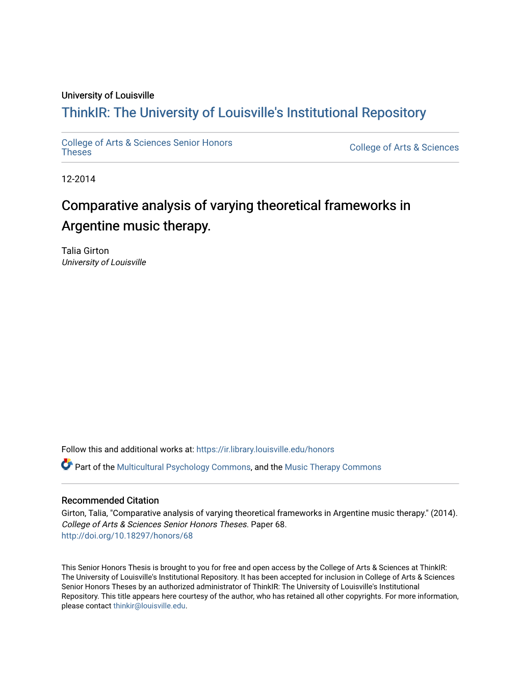 Comparative Analysis of Varying Theoretical Frameworks in Argentine Music Therapy