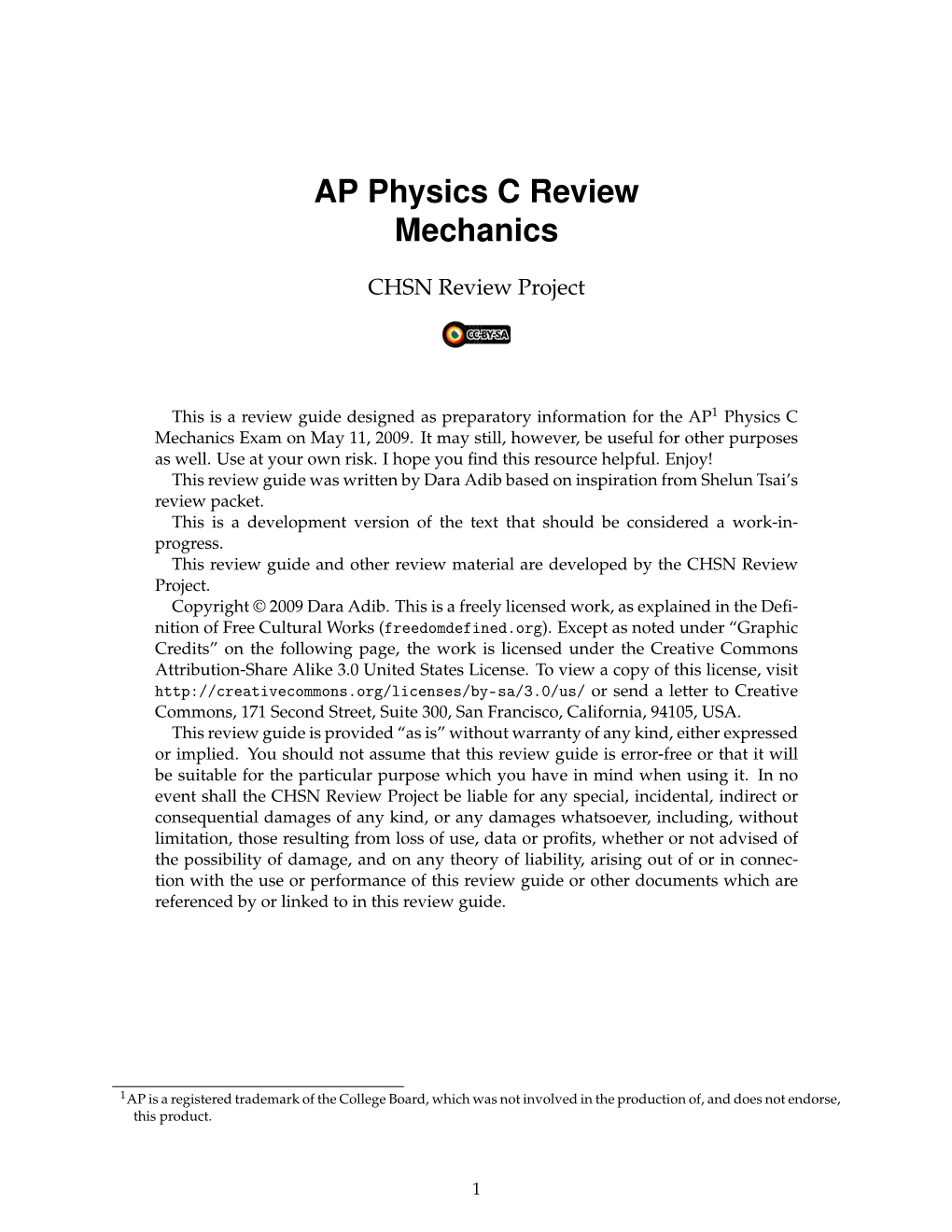 AP Physics C Review Mechanics