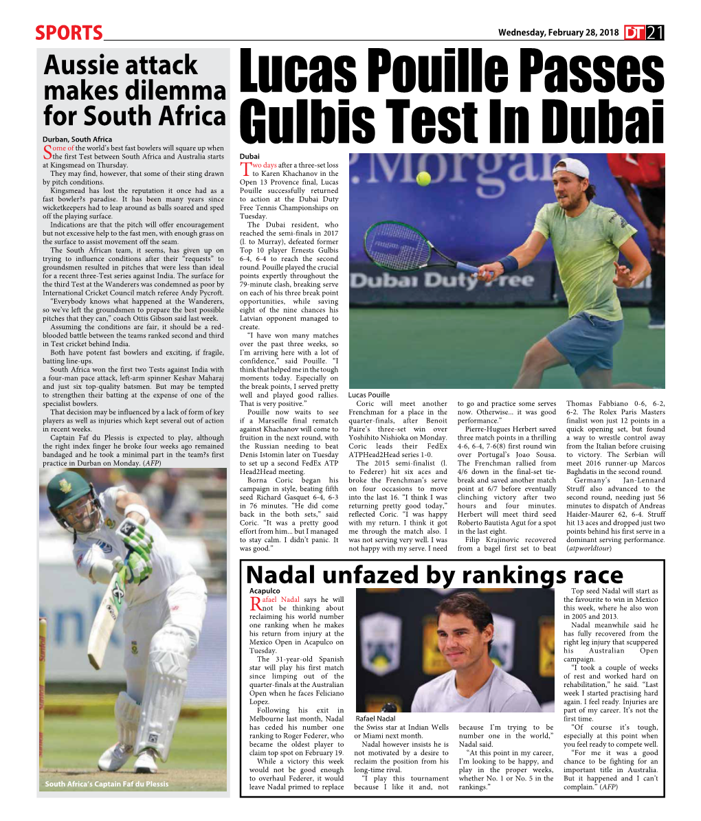 Lucas Pouille Passes Gulbis Test in Dubai