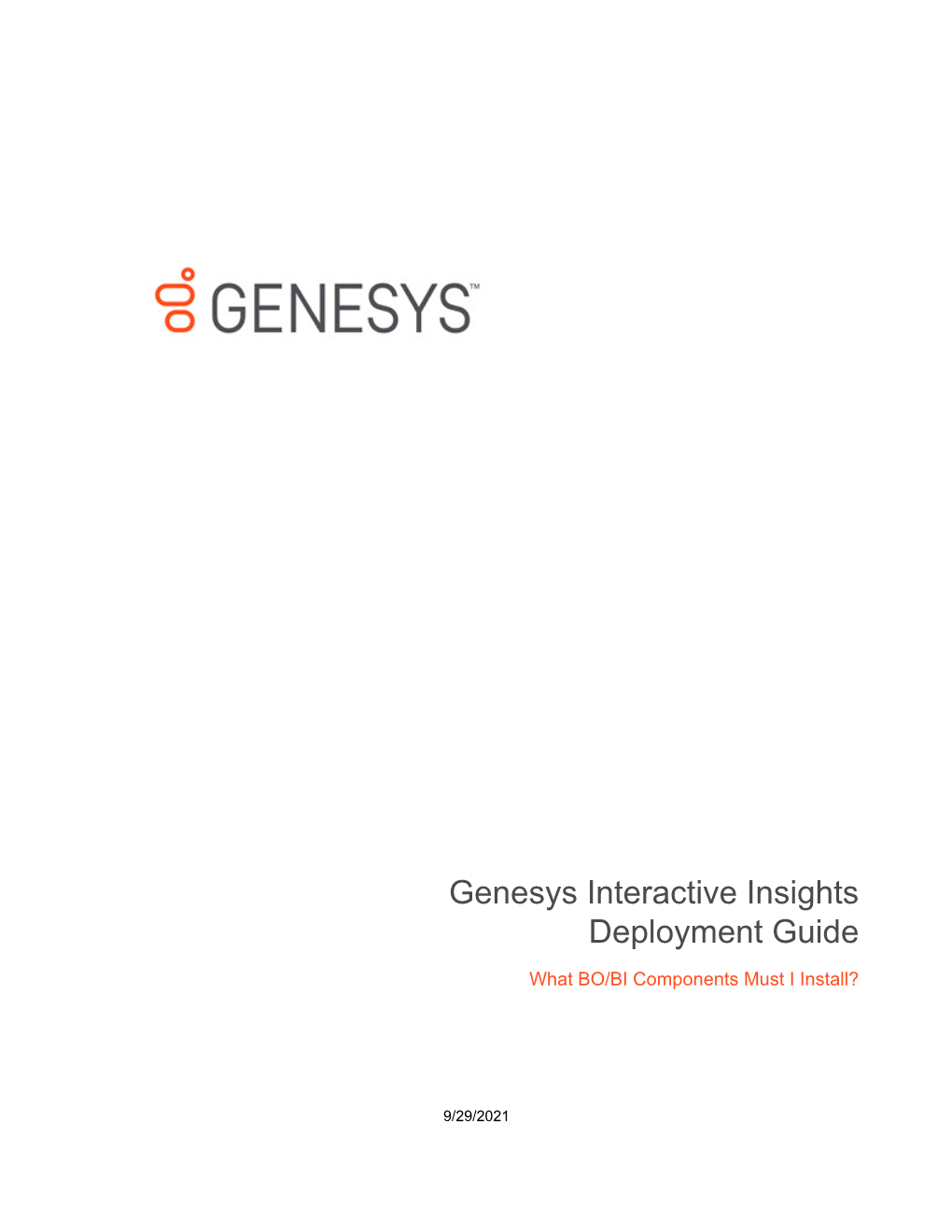 Genesys Interactive Insights Deployment Guide
