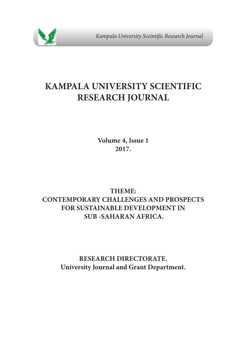 Kampala University Scientific Research Journal