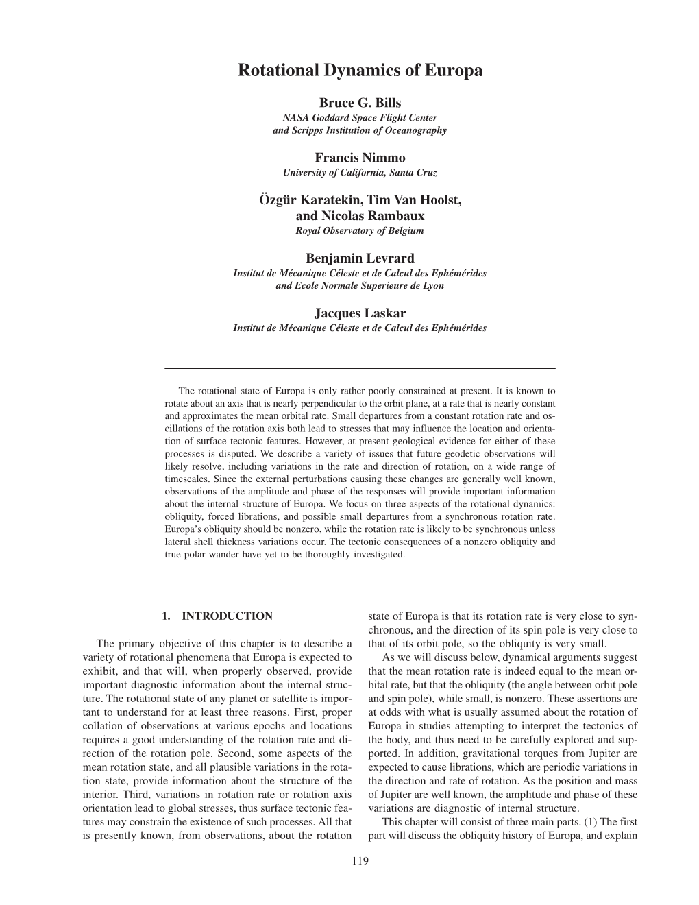 Rotational Dynamics of Europa 119