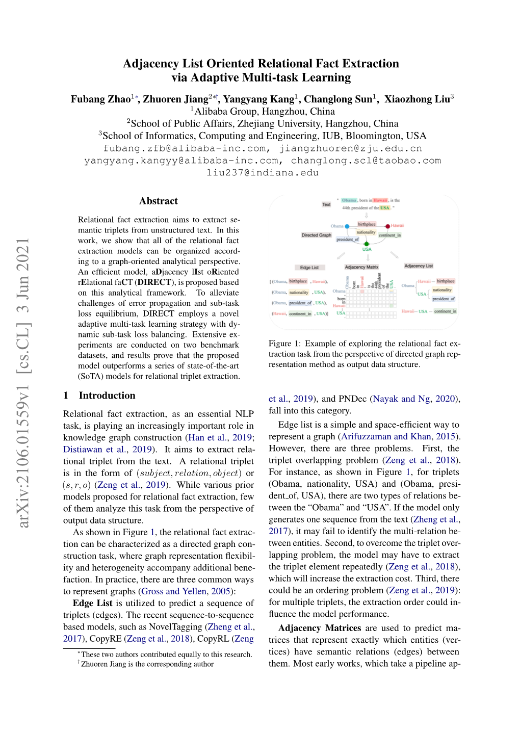 Adjacency List Oriented Relational Fact Extraction Via Adaptive Multi