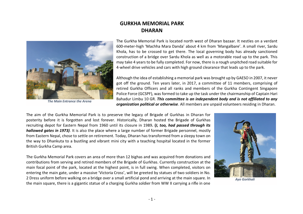 Gurkha Memorial Park Dharan