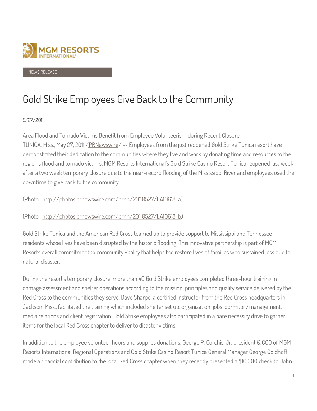 Gold Strike Employees Give Back to the Community