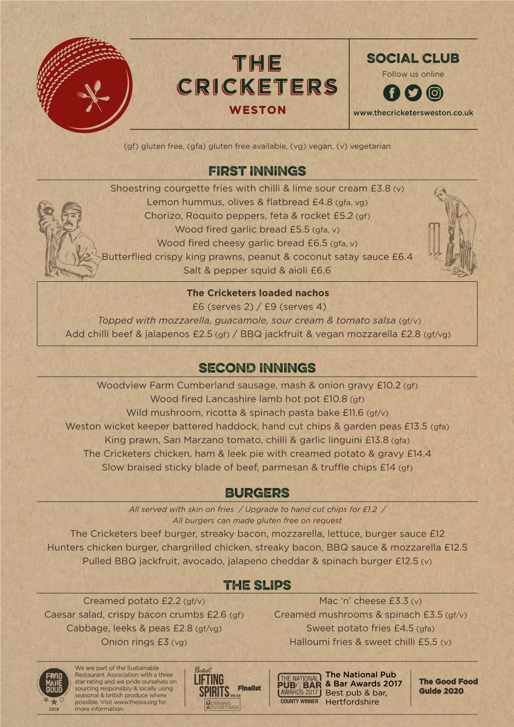 The Slips Social Club Burgers Second Innings First Innings