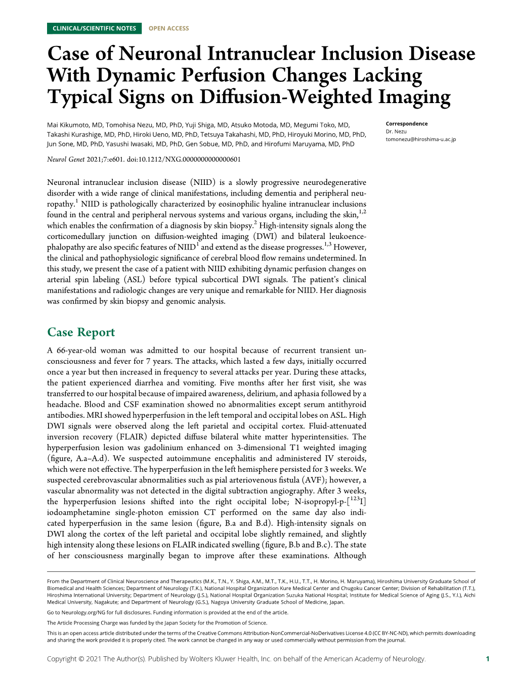 Case of Neuronal Intranuclear Inclusion Disease with Dynamic Perfusion Changes Lacking Typical Signs on Diffusion-Weighted Imagi
