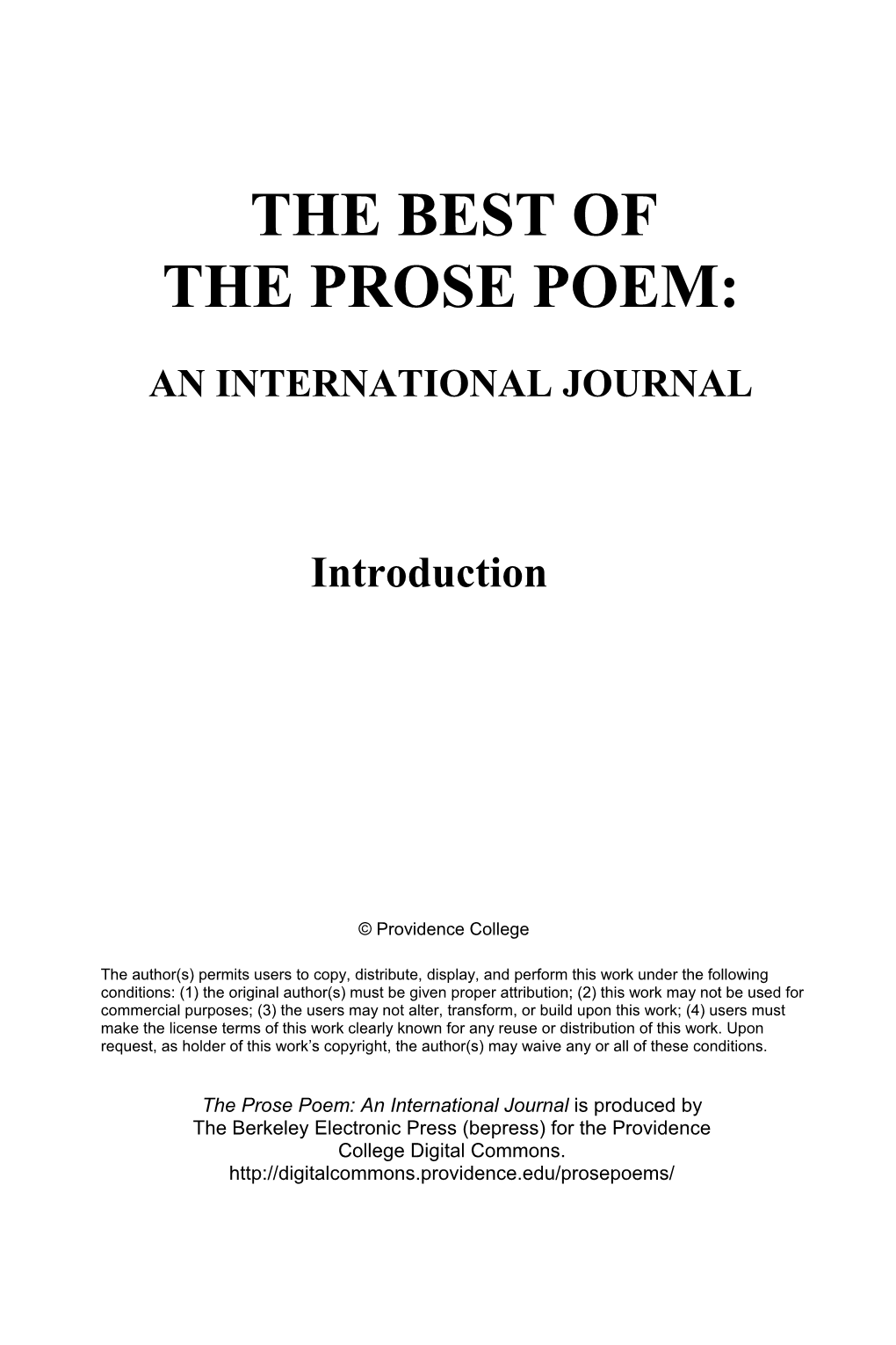 The Prose Poem