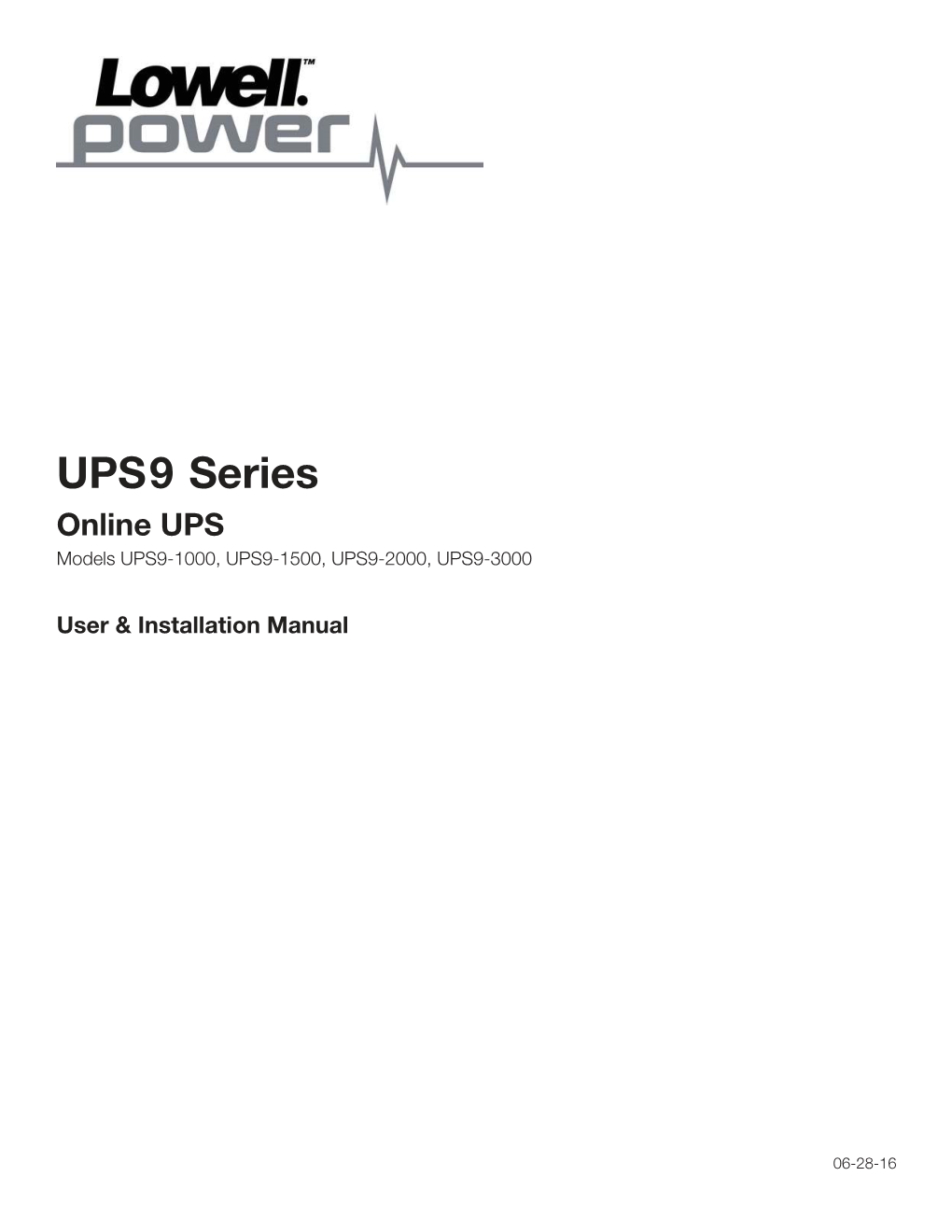 UPS9 Series Online UPS Models UPS9-1000, UPS9-1500, UPS9-2000, UPS9-3000