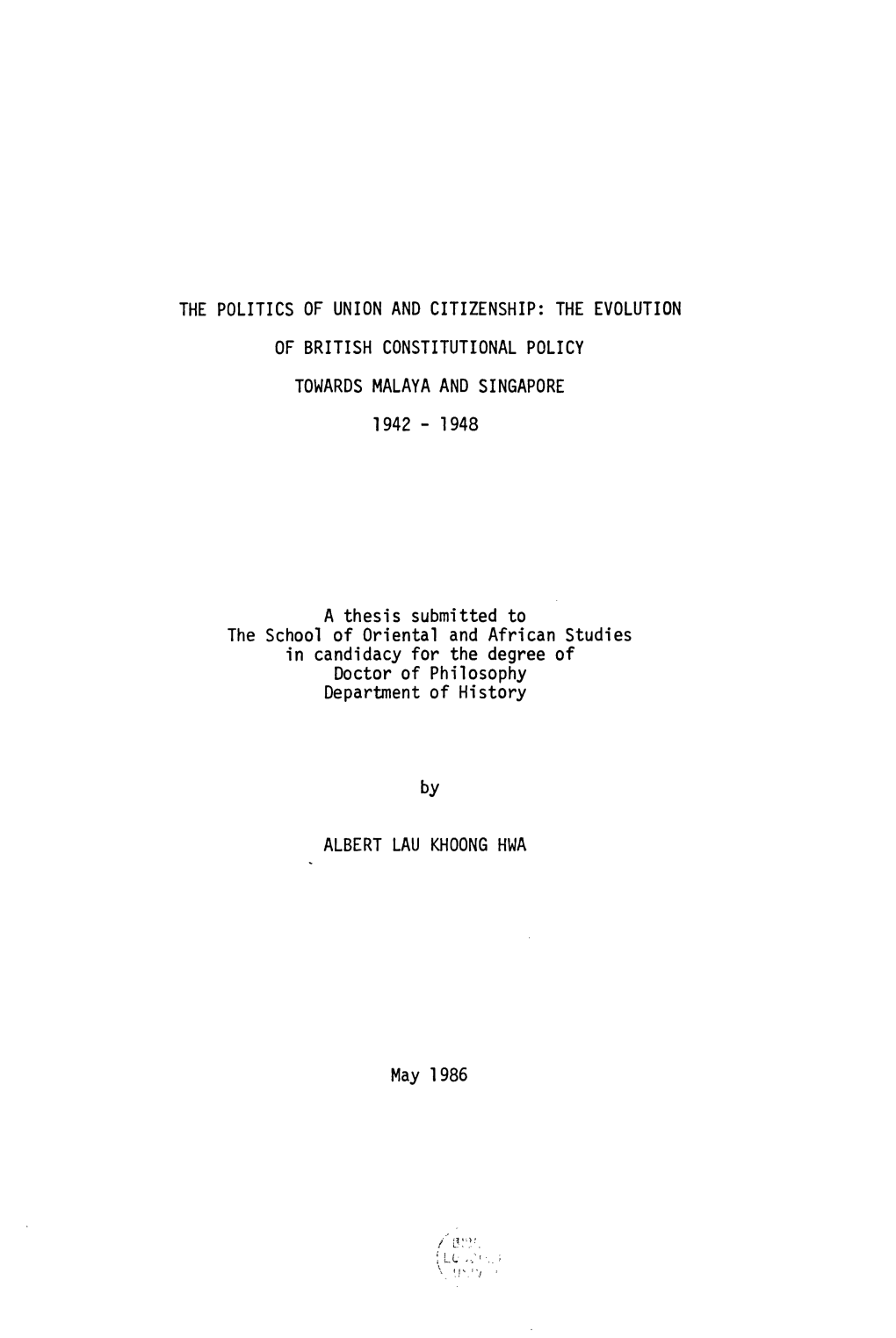 The Politics of Union and Citizenship: the Evolution Of