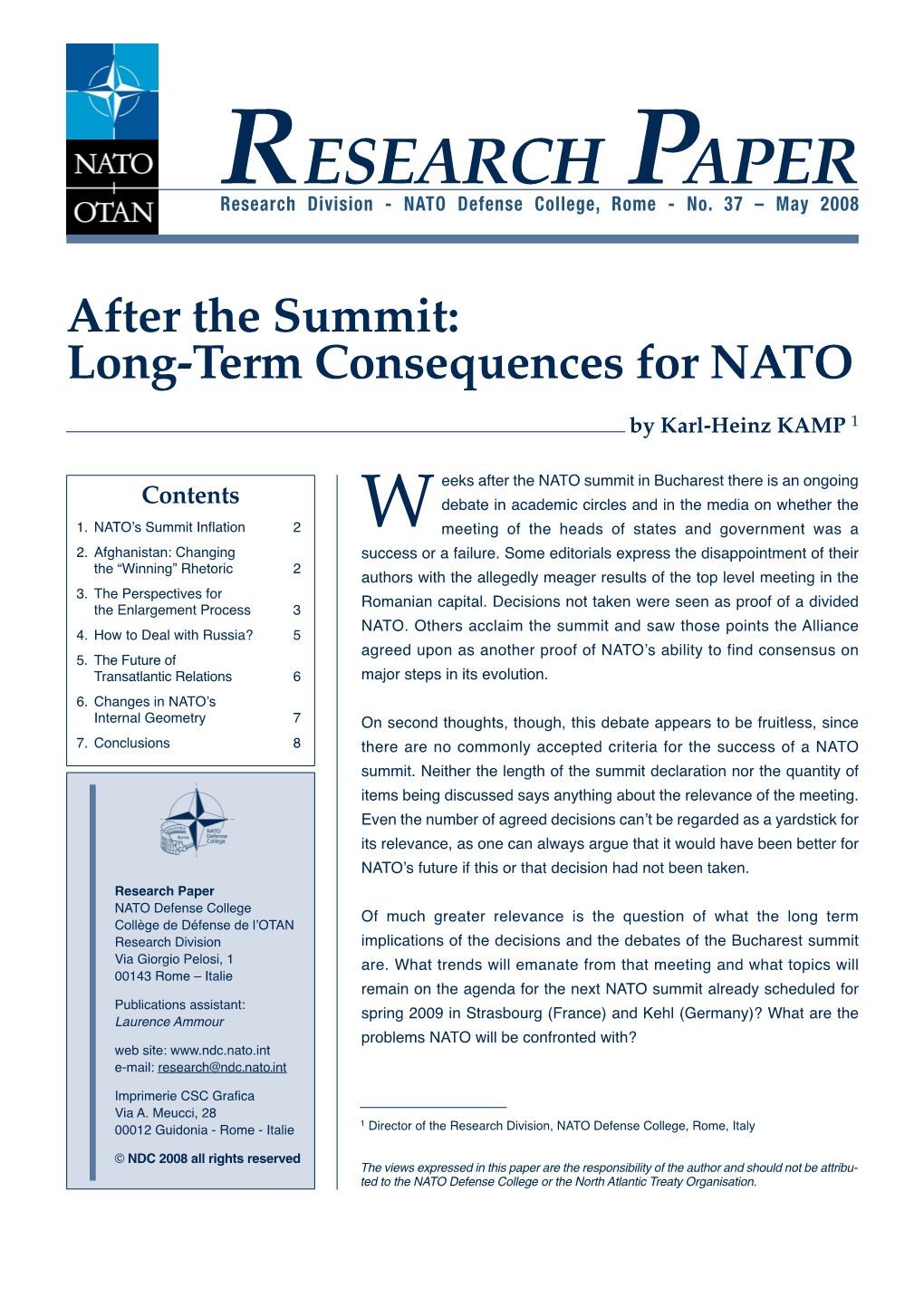 After the Summit: Long-Term Consequences for NATO