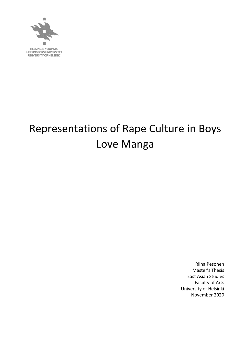 Representations of Rape Culture in Boys Love Manga