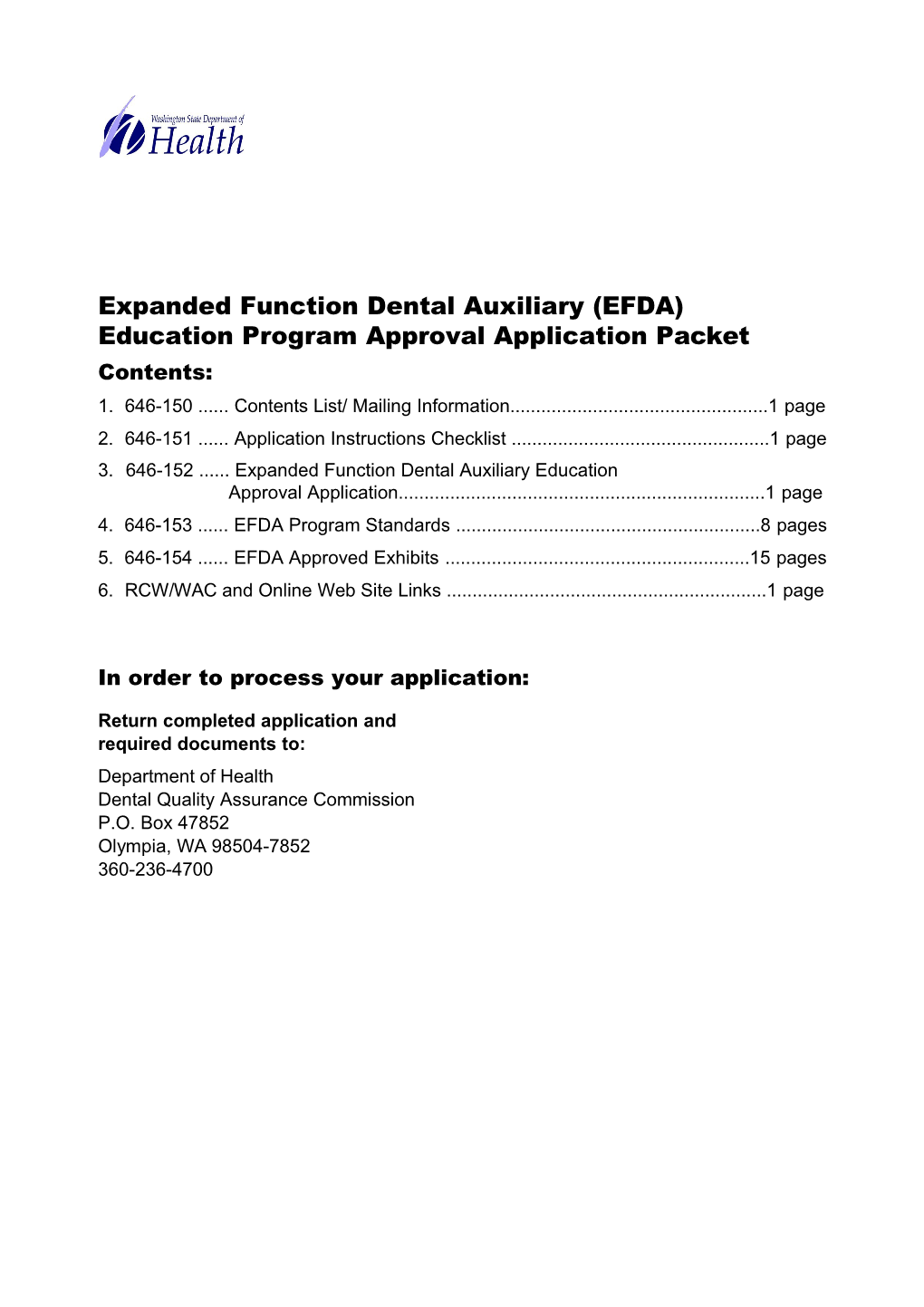 EFDA Educational Program Approval Application