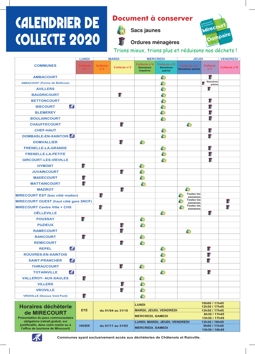 Calendrier De Collecte 2020