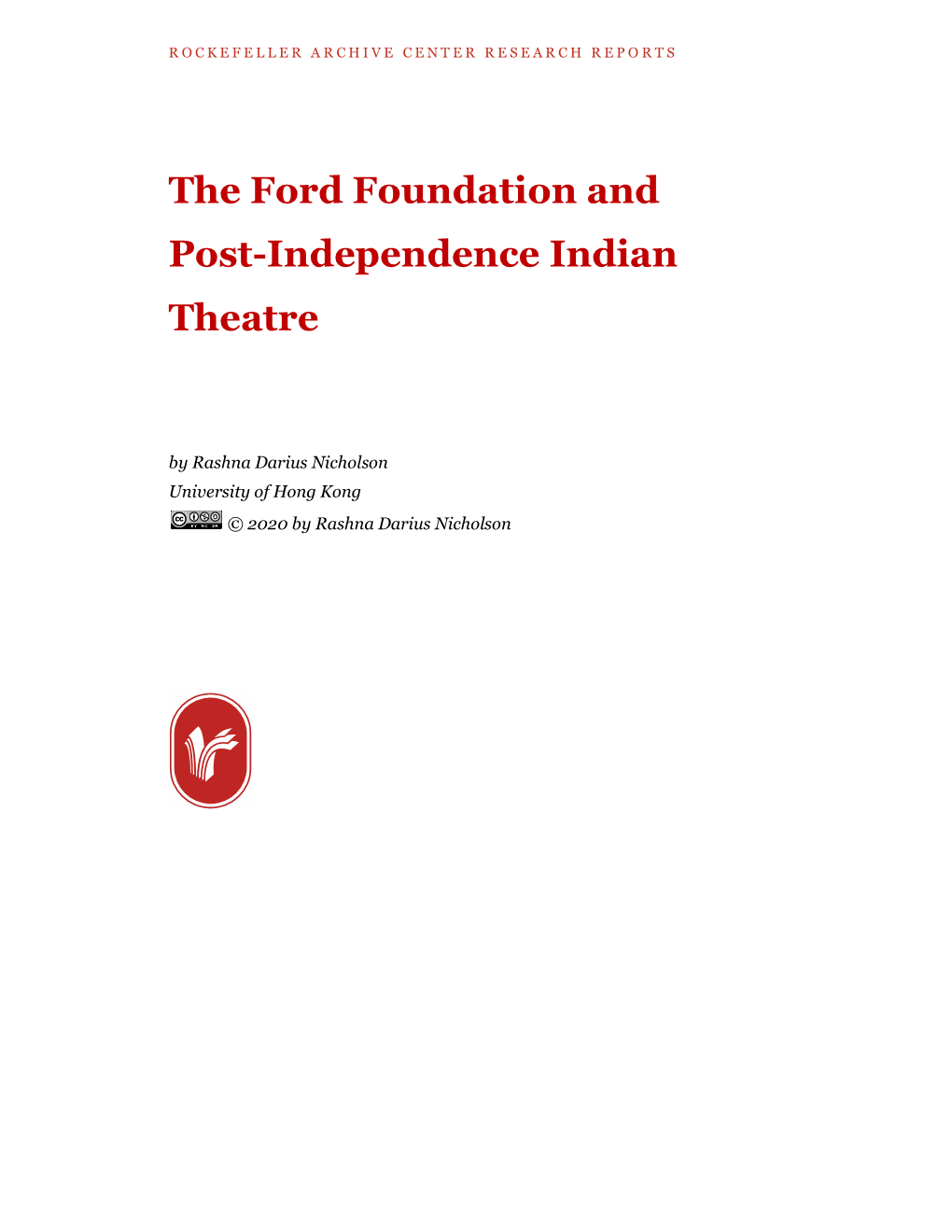 The Ford Foundation and Post-Independence Indian Theatre