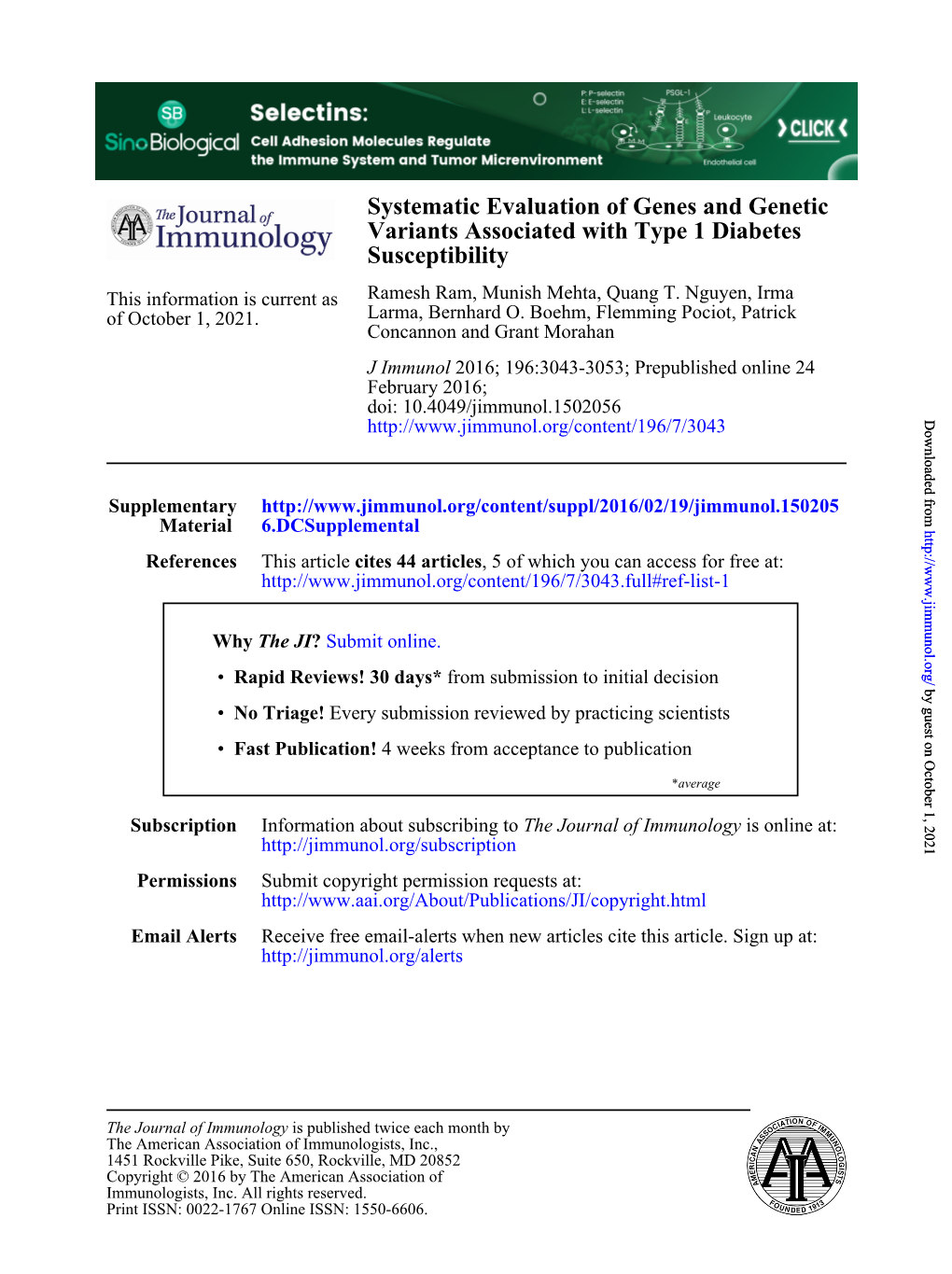 Systematic Evaluation of Genes and Genetic Variants Associated with Type 1 Diabetes Susceptibility