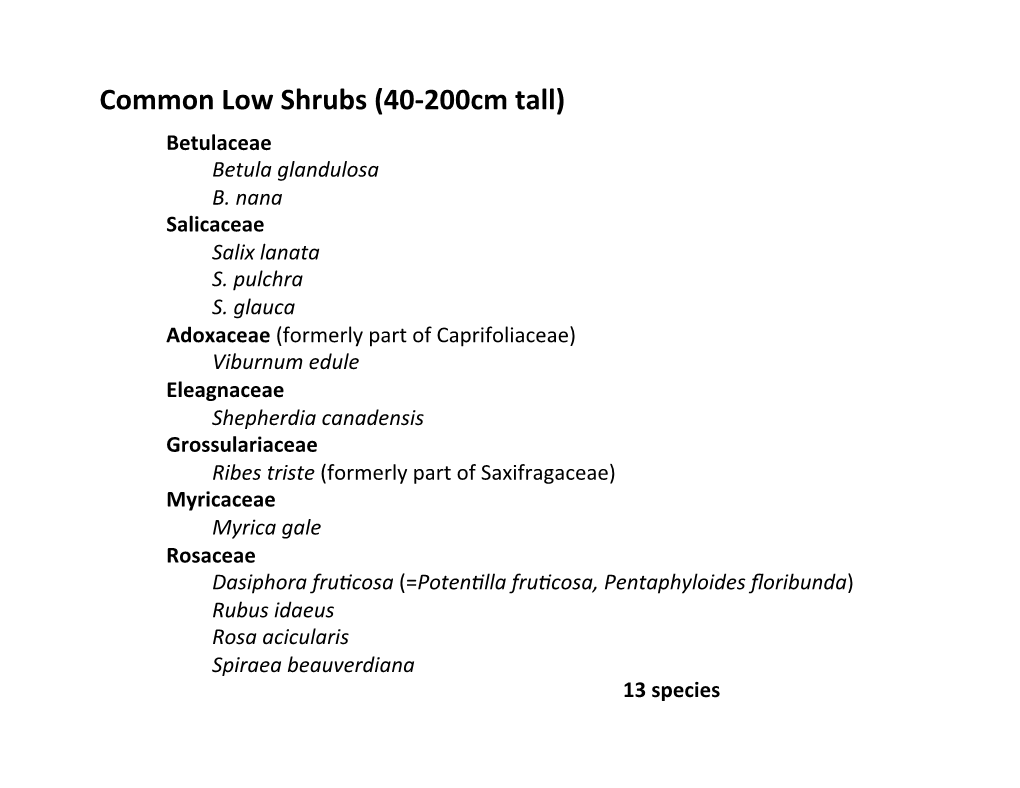 Low Shrubs (40-200Cm Tall) Betulaceae Betula Glandulosa B