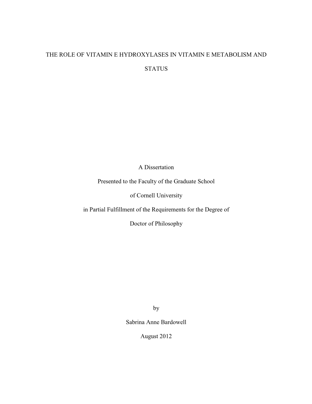 The Role of Vitamin E Hydroxylases in Vitamin E Metabolism And