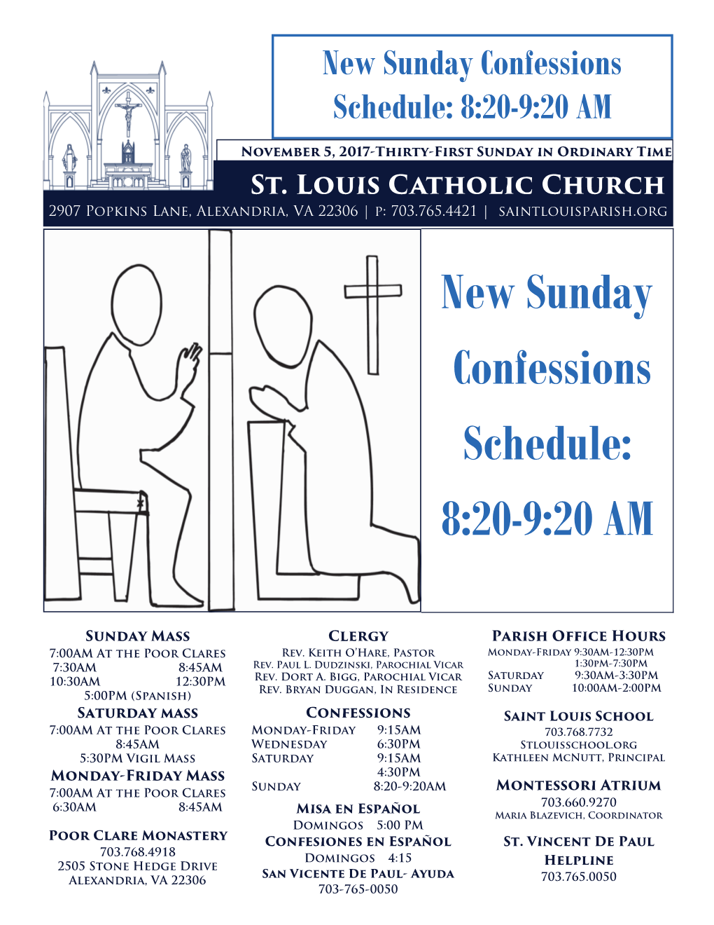 Ew Sunday Confessions Schedule