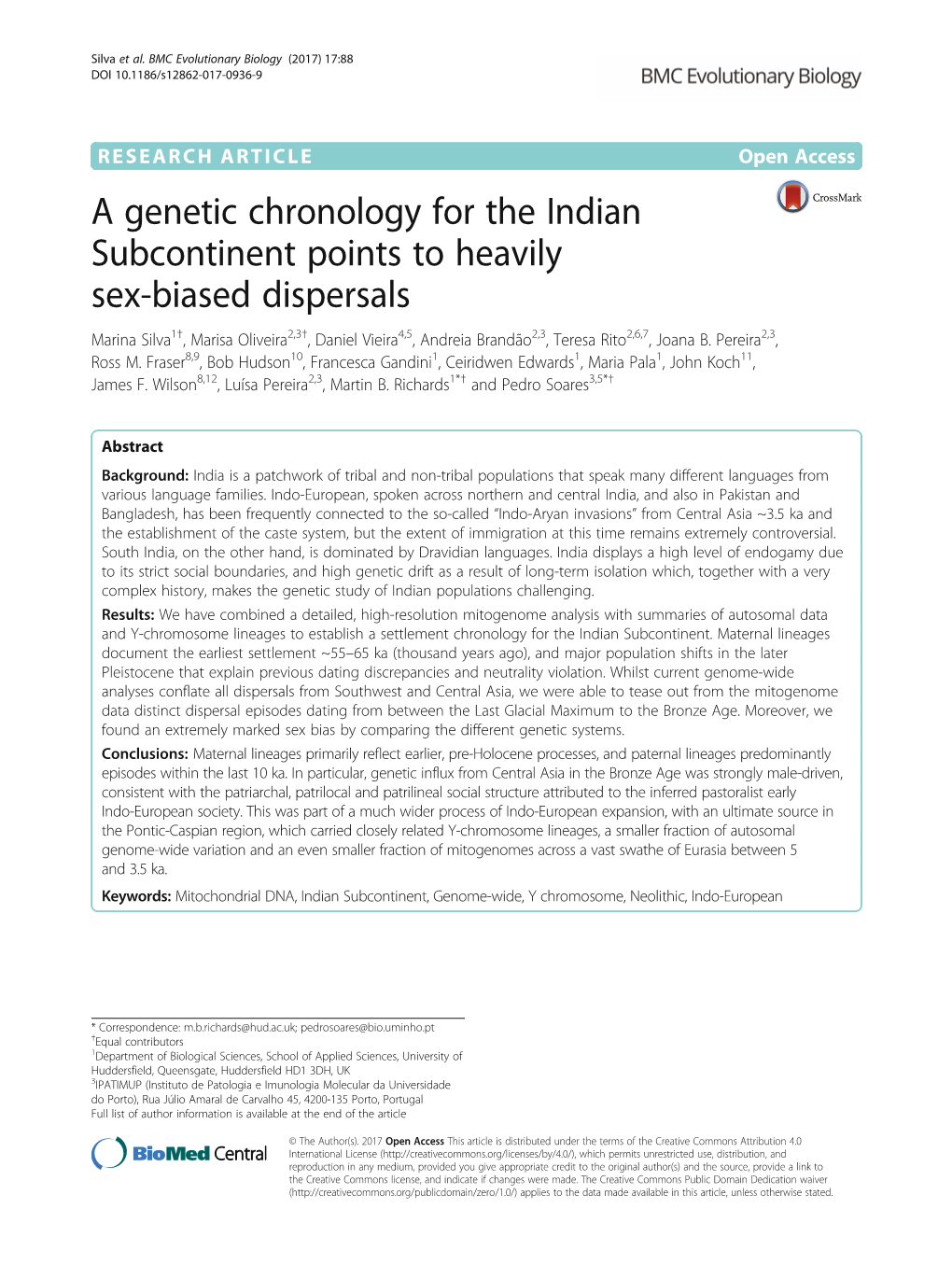 A Genetic Chronology for the Indian Subcontinent Points to Heavily Sex