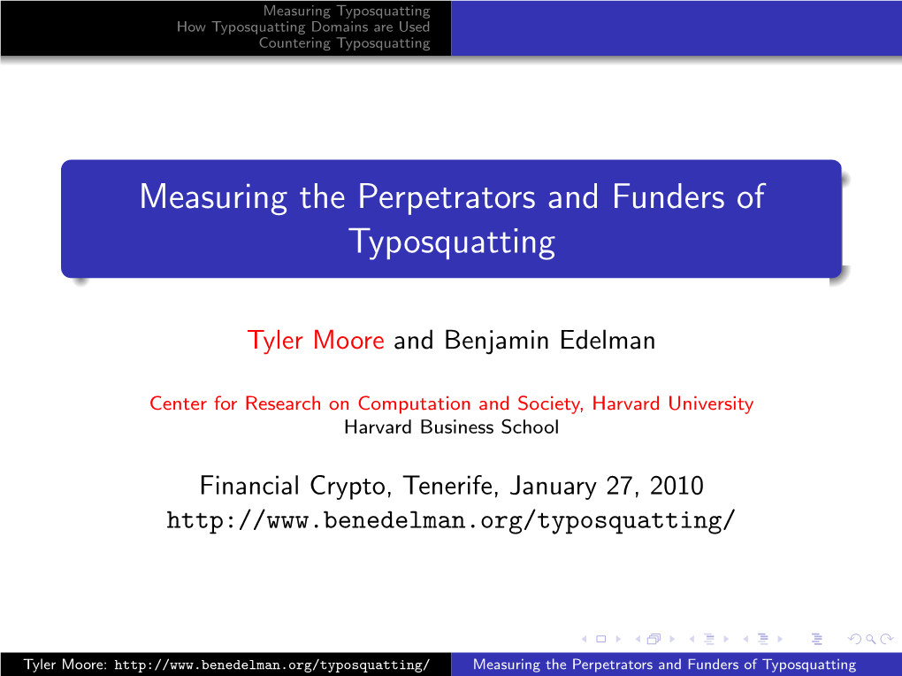 Measuring the Perpetrators and Funders of Typosquatting