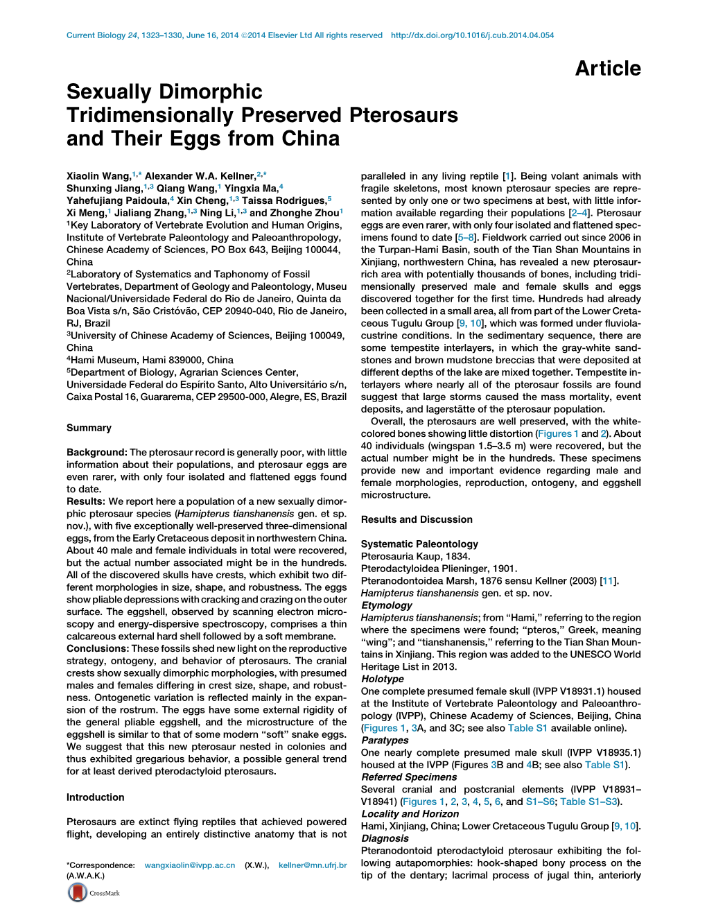 Sexually Dimorphic Tridimensionally Preserved Pterosaurs and Their Eggs from China