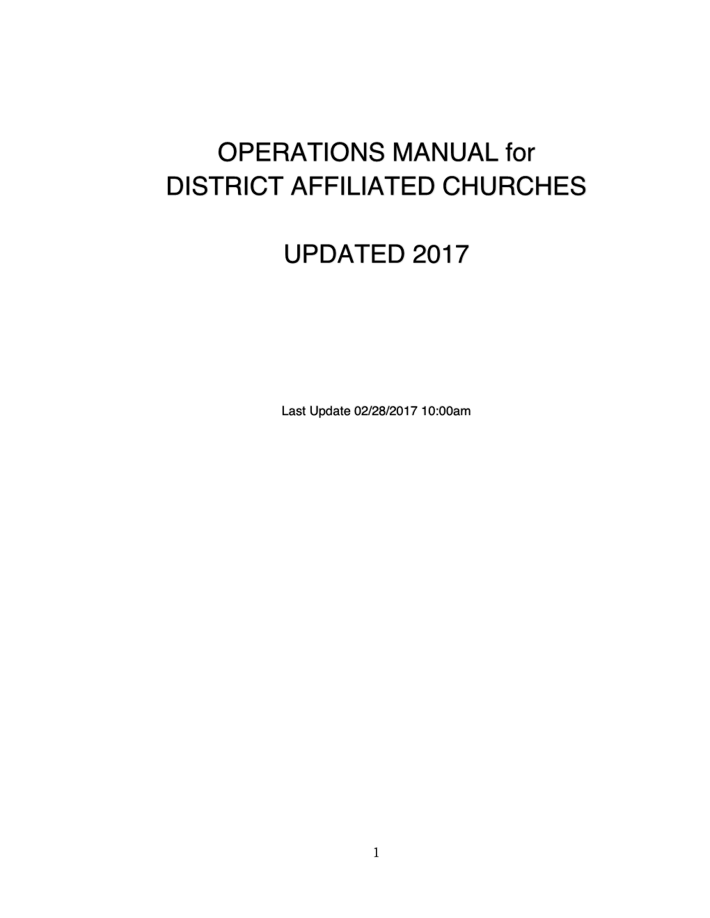 Operation's Manual for District Affiliated Churches