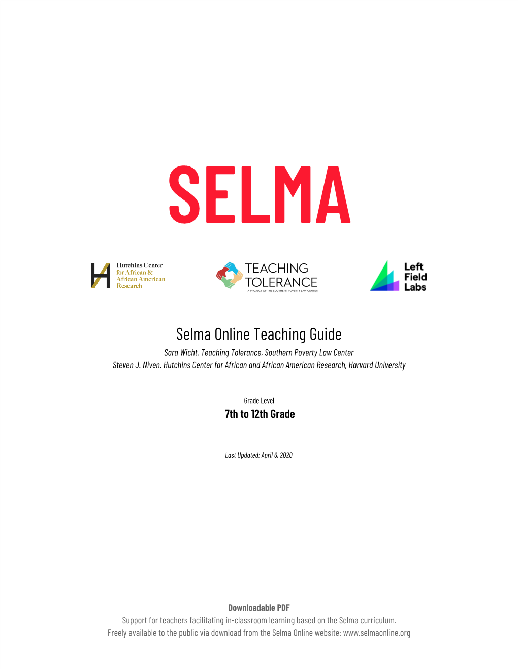 Selma Online Teaching Guide Sara Wicht