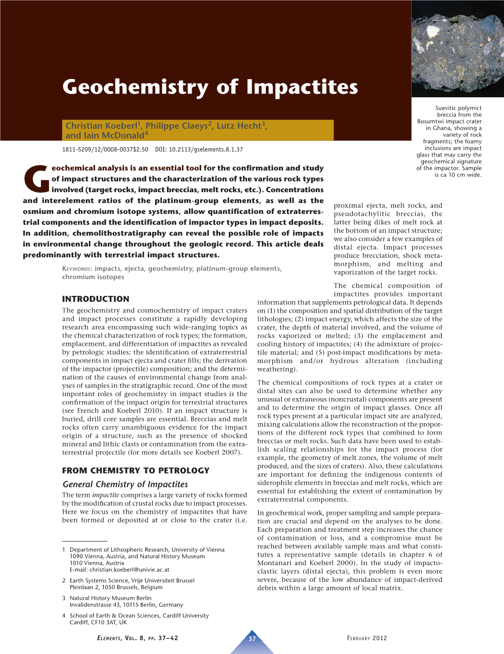 Geochemistry of Impactites