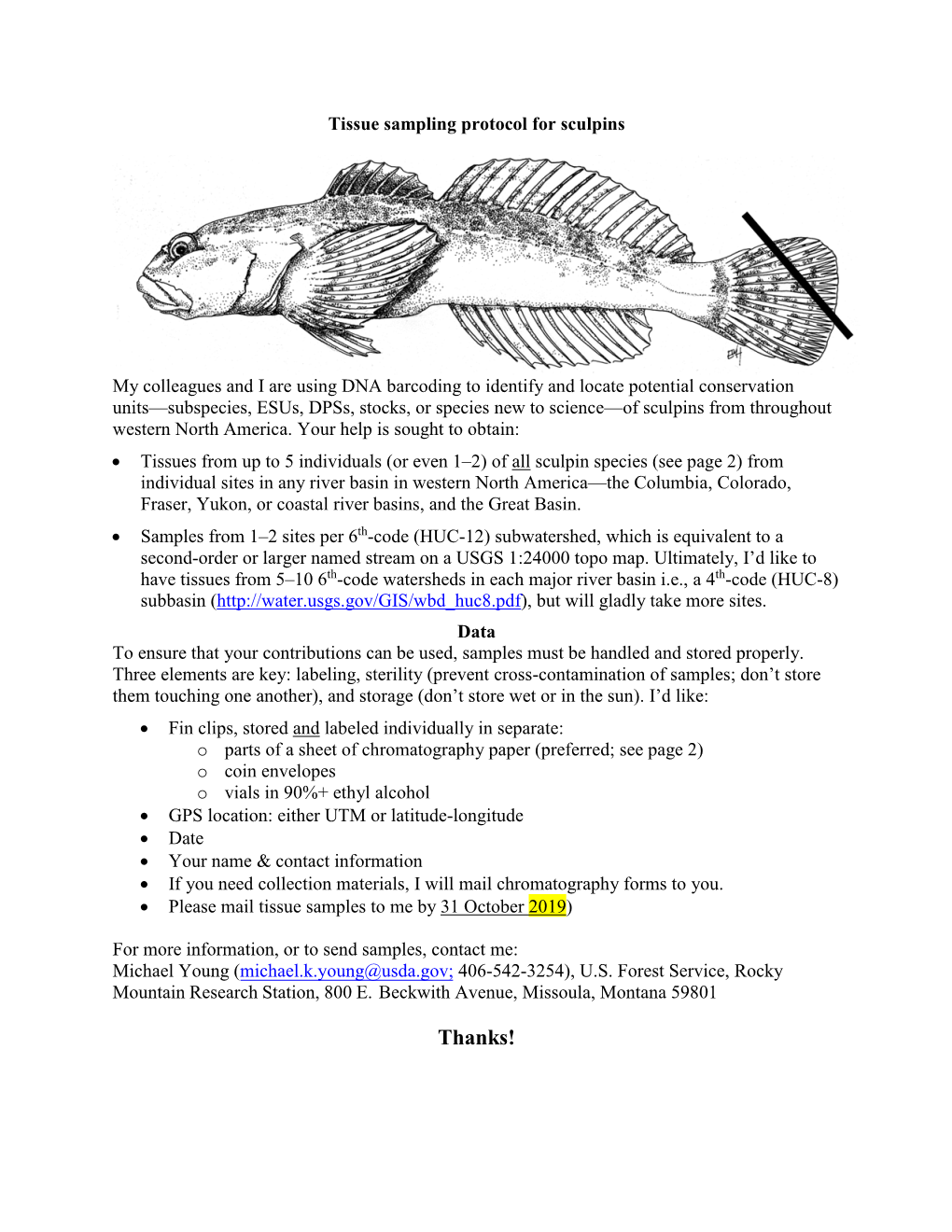 Tissue Sampling Protocol for Sculpins