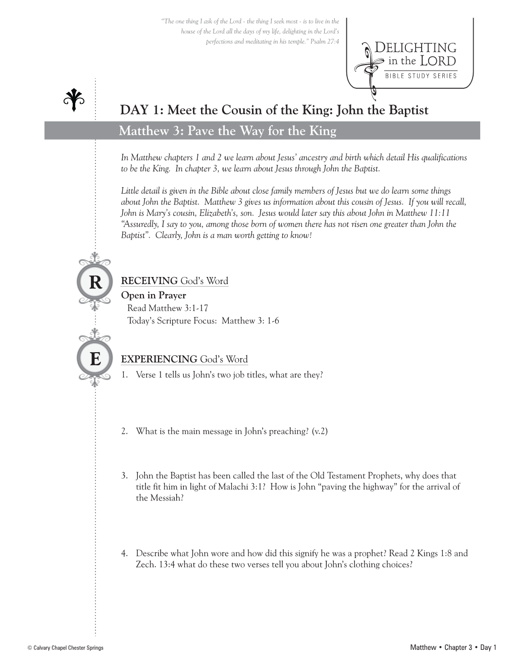 Matthew 3: Pave the Way for the King