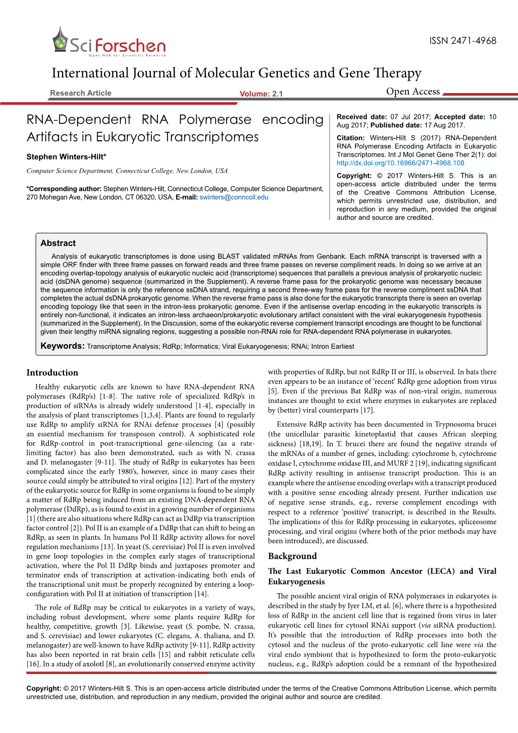 RNA-Dependent RNA Polymerase Encodingartifacts in Eukaryotic