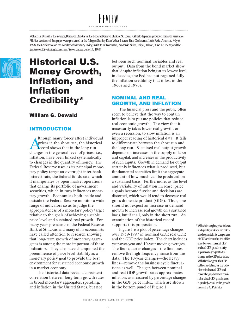 Historical U.S. Money Growth, Inflation, and Inflation Credibility