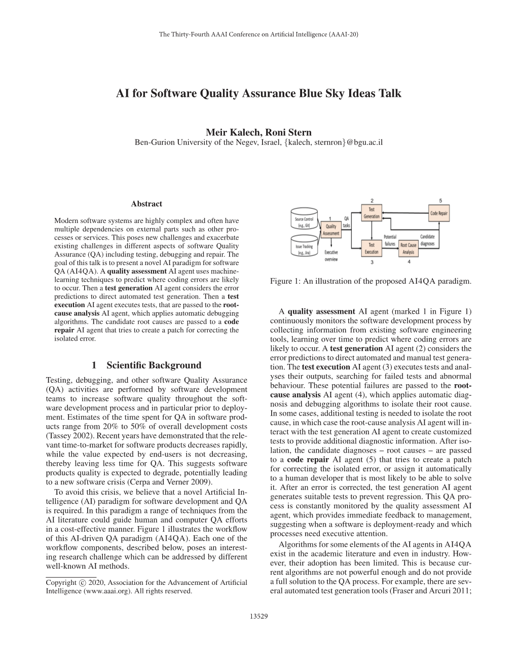 AI for Software Quality Assurance Blue Sky Ideas Talk