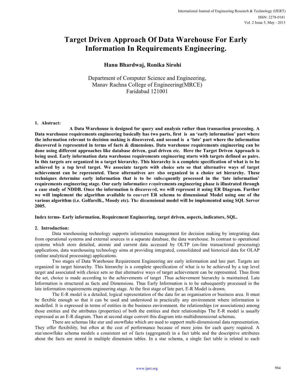 Target Driven Approach of Data Warehouse for Early Information in Requirements Engineering