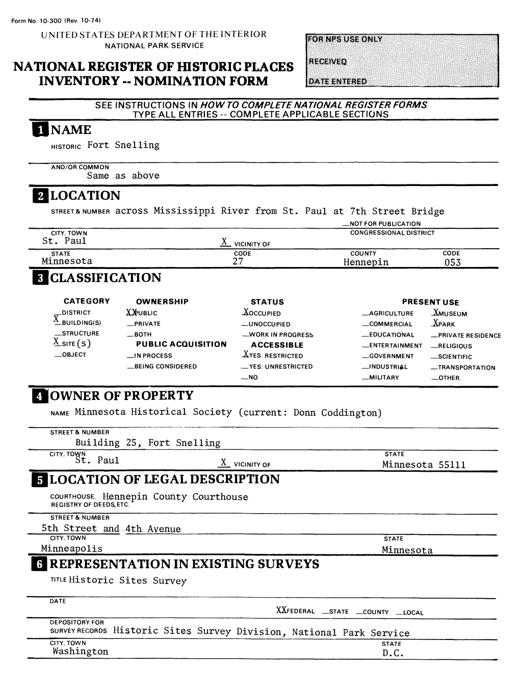 National Register of Historic Places Inventory - Nomination Form