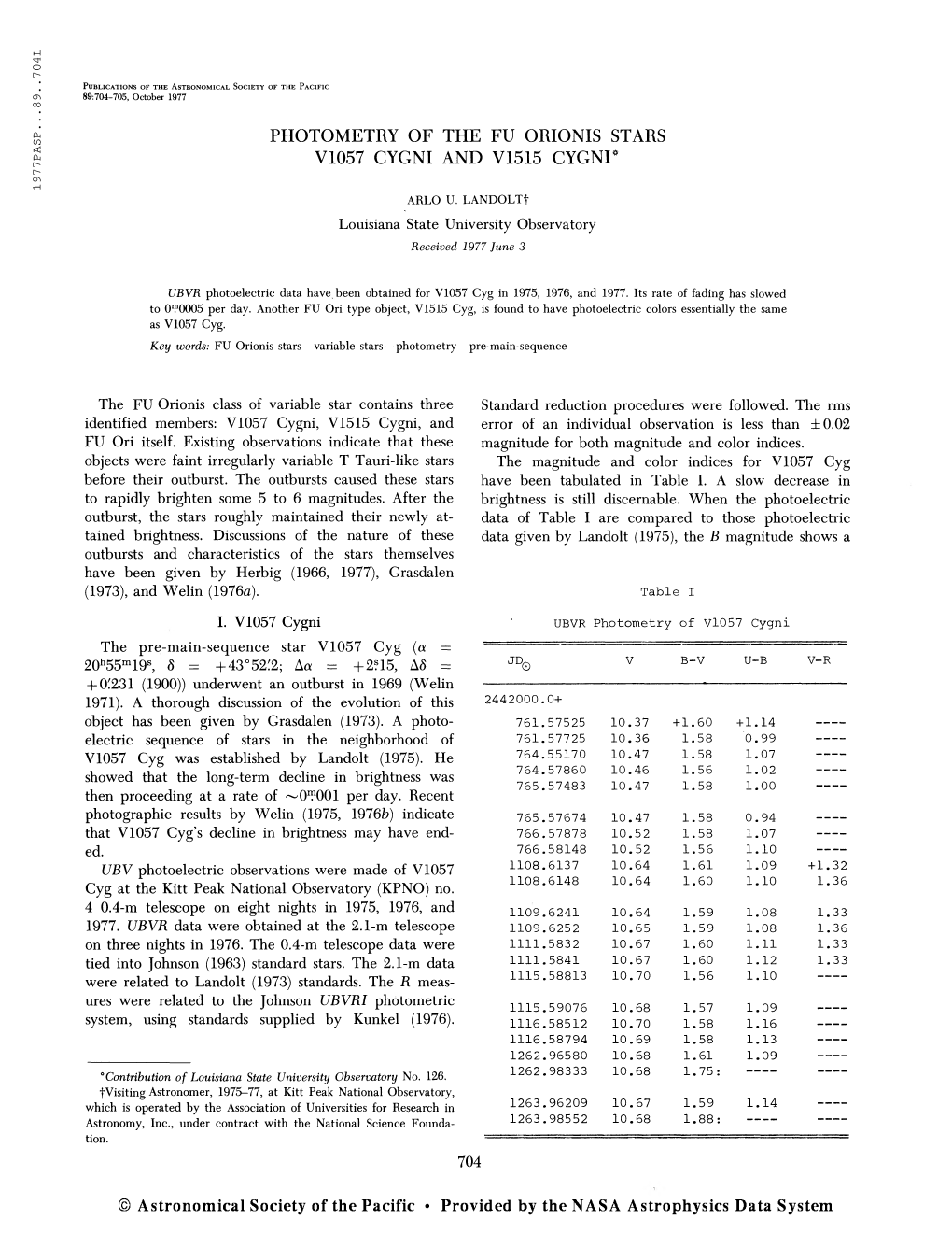 Publications of the Astronomical Society of the Pacific 89:704-705, October 1977