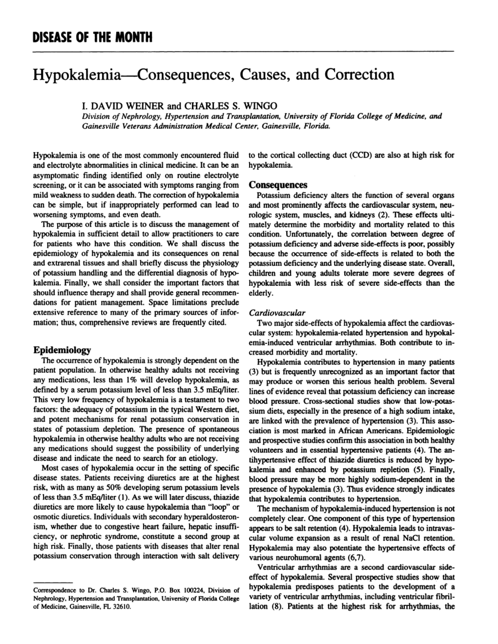 Hypokalemia-Consequences Causes , and Correction