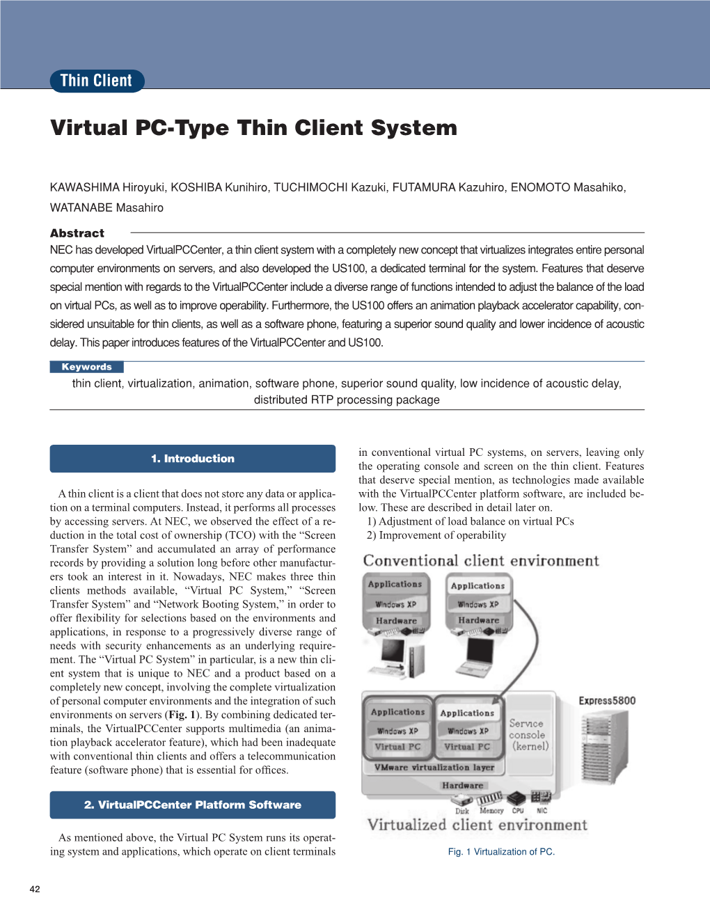 Virtual PC-Type Thin Client System