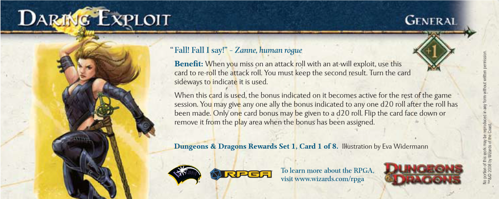 Fall! Fall I Say!” – Zanne, Human Rogue “