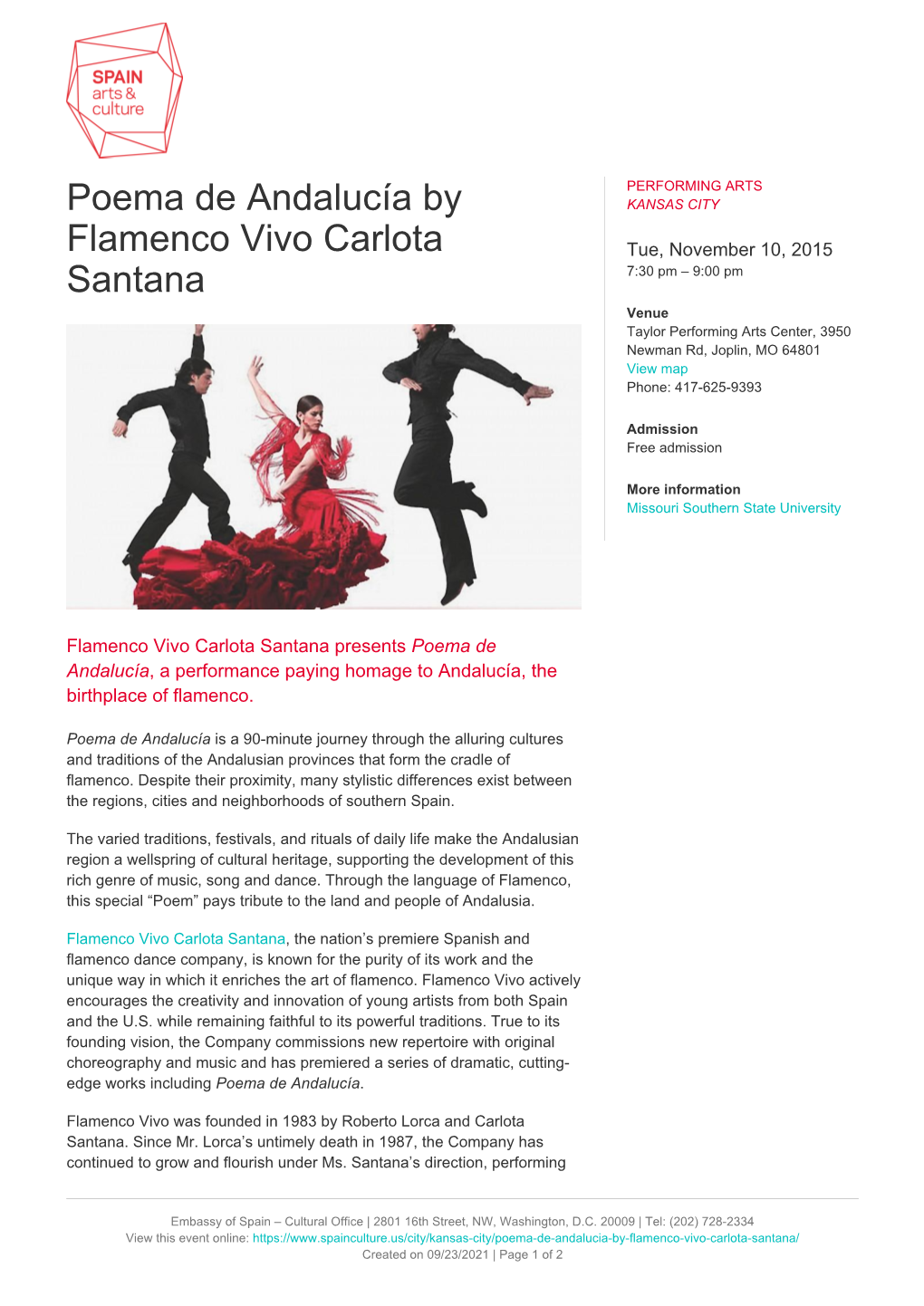 Poema De Andalucía by Flamenco Vivo Carlota Santana