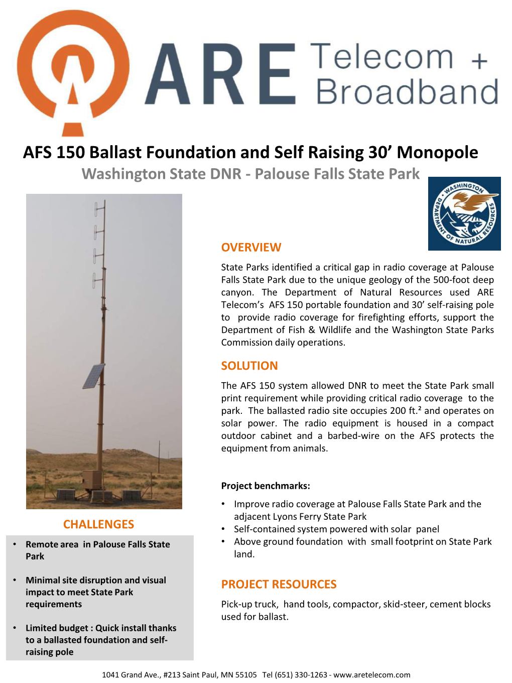 AFS 150 System Allowed DNR to Meet the State Park Small Print Requirement While Providing Critical Radio Coverage to the Park