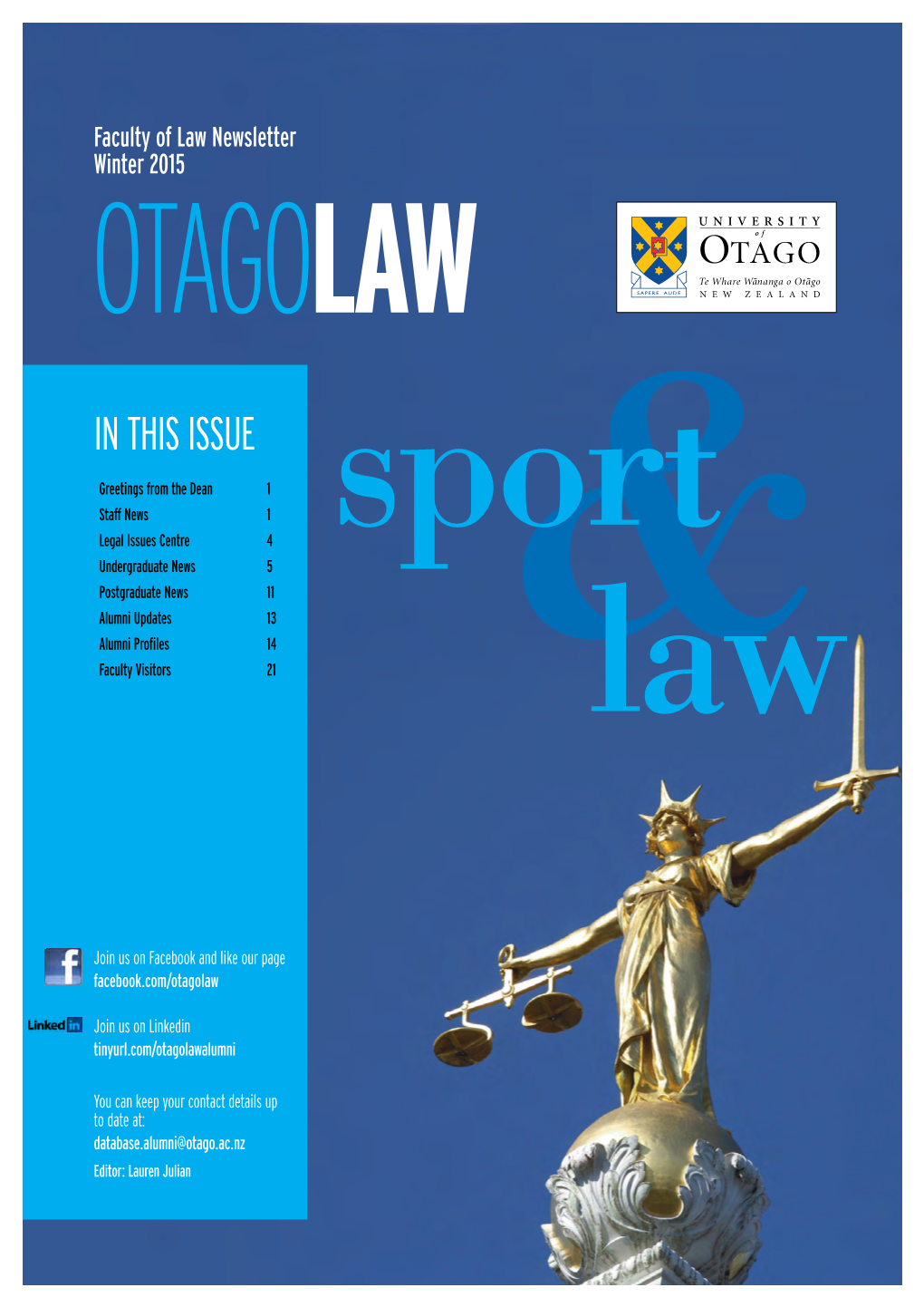 Law Newsletter Winter 2015 OTAGOLAW