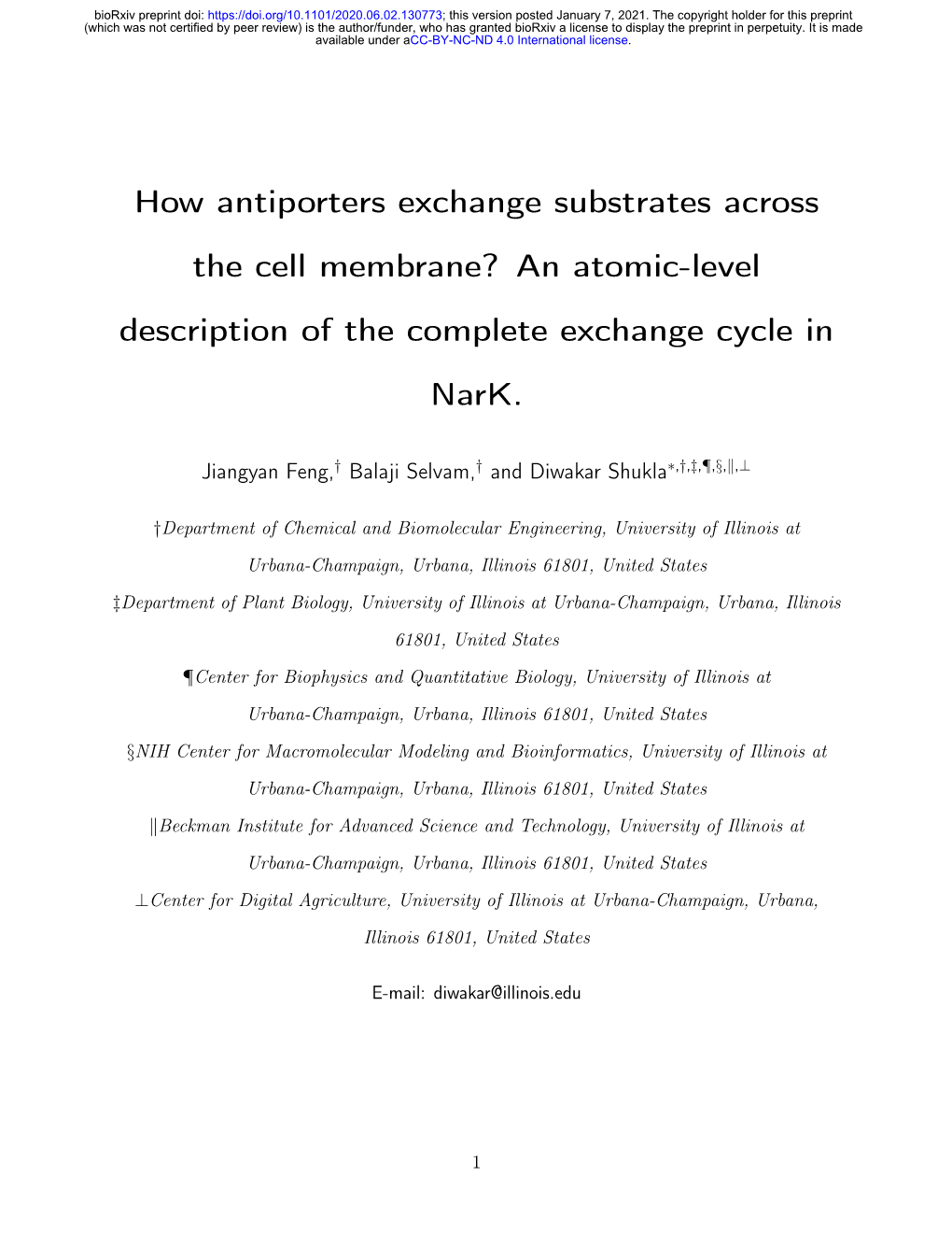 How Antiporters Exchange Substrates Across the Cell Membrane? an Atomic-Level Description of the Complete Exchange Cycle in Nark