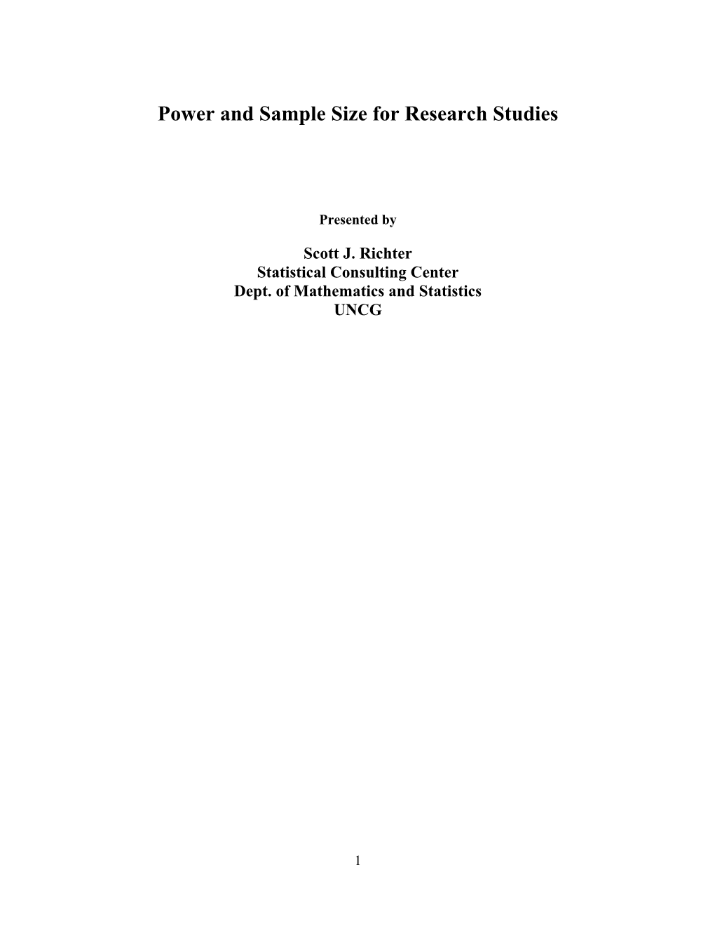 Power and Sample Size for Research Studies