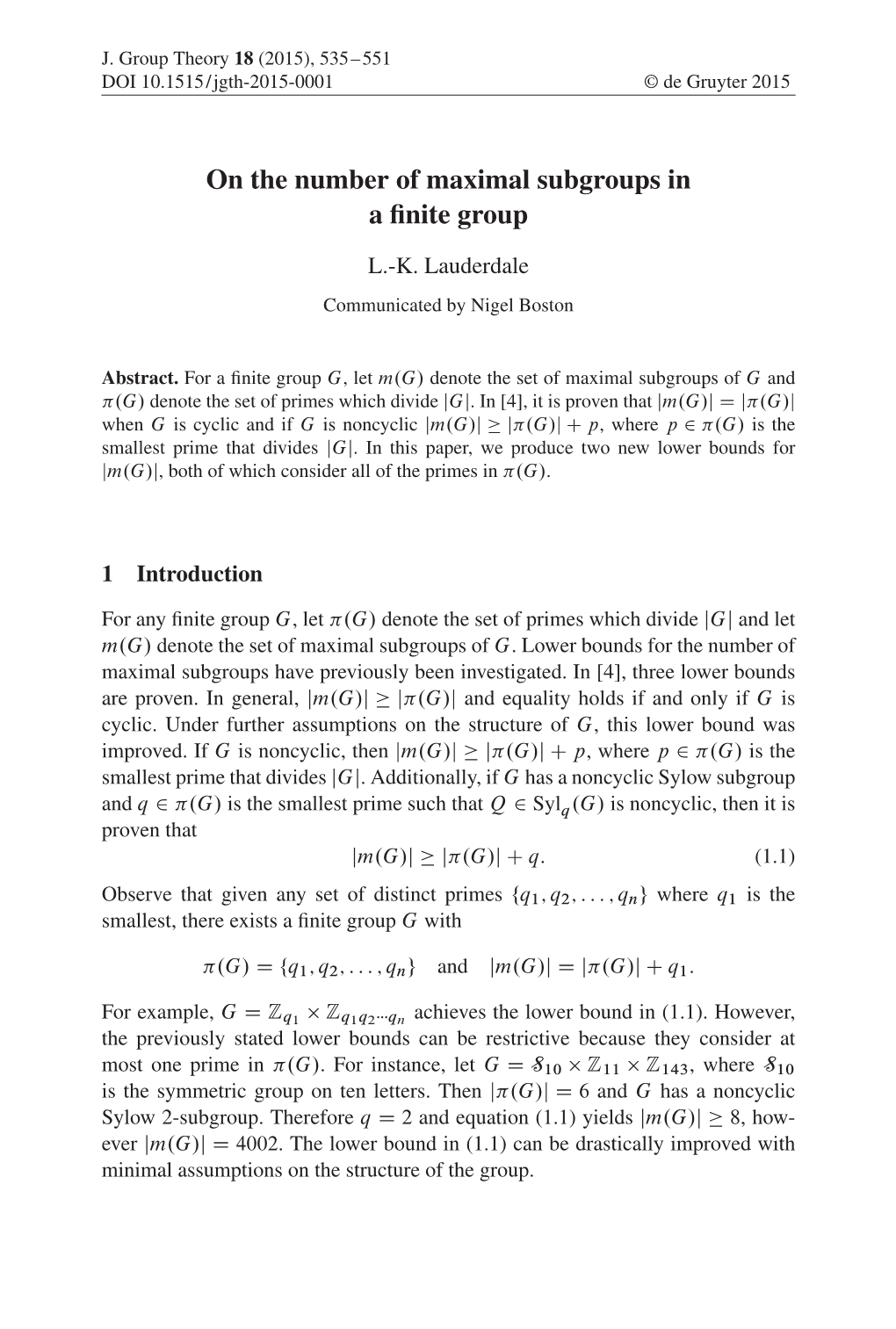 On the Number of Maximal Subgroups in a Finite Group