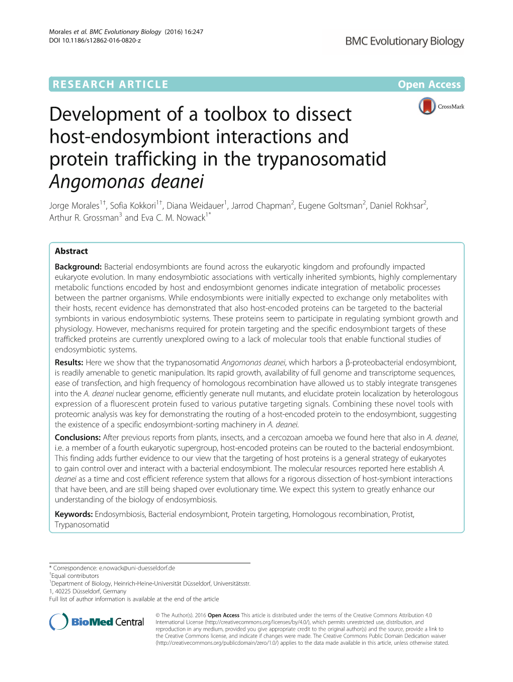 Development of a Toolbox to Dissect Host-Endosymbiont Interactions And